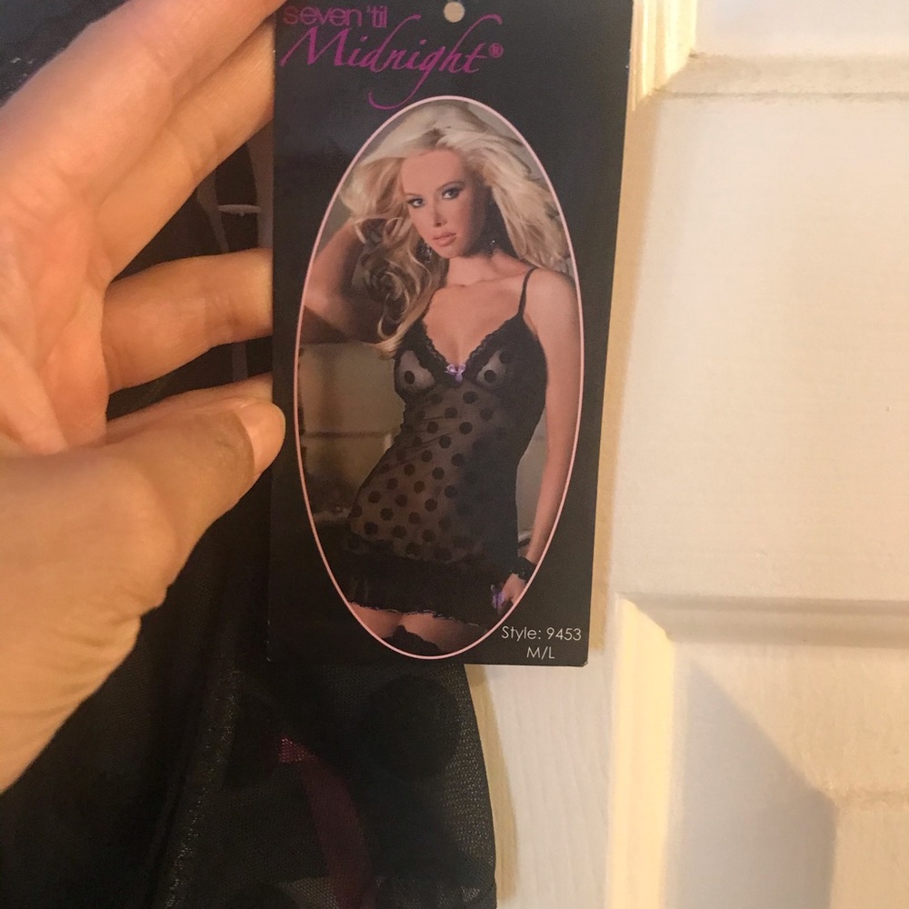 Black sheer polka dot babydoll nightie - Picture 3 of 3